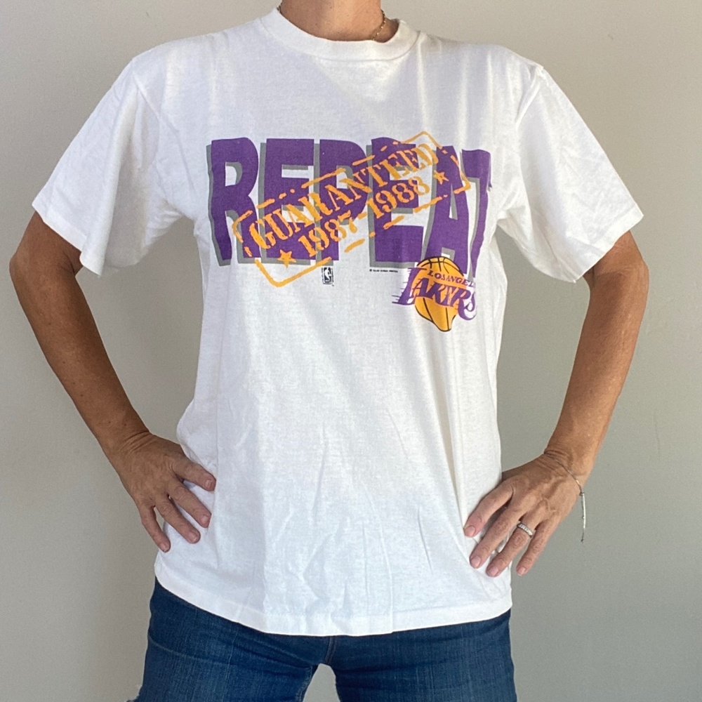 Vintage Salem Screen Prints Los Angeles LA Lakers Repeat shirt 1987-1988